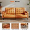 product-open-11b96e243c45460eb475b9ec81425860-goods 70inch Mid-Century Modern Couch, Breathable Faux Leather Couch with Upholstered Cushions/Pillows, Metal Decorative Legs. Combines Comfort And Durability, for Living Rooms/Offices, Convenient And Practical, Easy to Assemble.