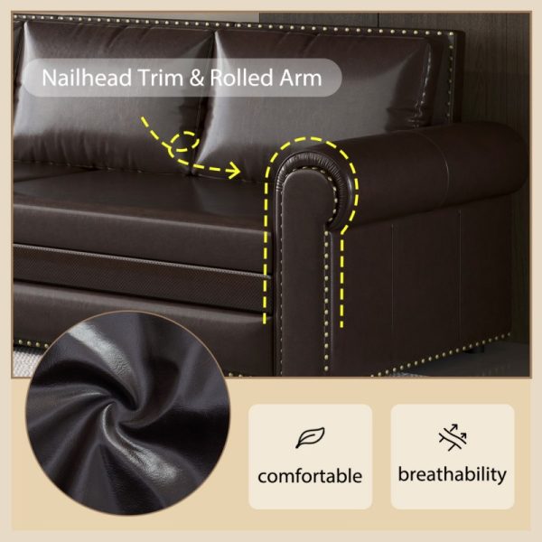 product-open-11e1b2d155154d5693c91a91b9f57ed7-goods Modern Convertible Sofa Bed 93.7' Space-Saving Sleeper with Pull-Out Design Three-Seater Leather Folding Transformable Durable Luxurious Suitable Adjustable Backrest Plush Cushions Cozy for Living Room