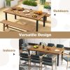 MULTIGOT 79" 8-Person Dining Table w/ 1.9" Umbrella Hole Acacia Wood Adjustable Foot Pads