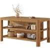 product-open-12f140f0bdcc4c139d209f875bb68b55-goods 63-Inch Solid Wood Kitchen Island with Ample Storage Shelves, Farmhouse Style Kitchen Island Table with Seating, Counter Height Bar Table for Dining Room & Kitchen, Sturdy Construction & Easy to Assemble