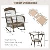 2026 New Courtyard Dining Tables and Chairs, 2pcs Outdoor Wicker Rocking Chair Set, Rattan Rocking Chair with Thick Cushions & High Back, All-Weather Wicker Rocking Bistro Set for Porch, Patio, Balcony