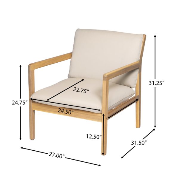 product-open-132f36c7e38b4b91b357854d0b866c19-goods Set of 2 Acacia Wood Armchairs | Light Teak Patio Club Chairs with Painted Frame, PVC Material