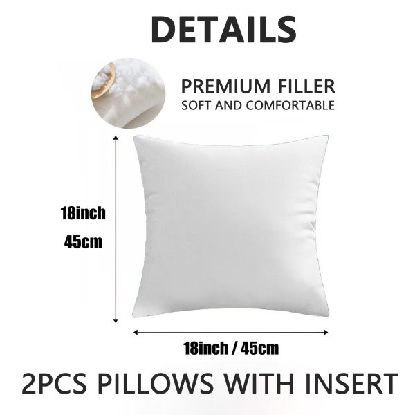 Outdoor Pillows 2pcs Set with InsertWave Pattern Outdoor Cushion (17.72inch) Features a Seamless Design of Wavy Lines in Pastel Colors, Creating a Retro-inspired Aesthetic. Versatile as a Seat or Backrest, Perfect for Patios, Gardens, or Lounges. D