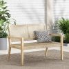 product-open-141039a452af4f7ead9ab4f89da84a77-goods Urban Rustic Outdoor Wicker And Acacia Wood Loveseat, Light Multibrown And Light Brown, 34'' H X 5'' X 27.25'' D