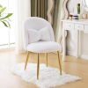 product-open-1500bffff24649bbb9ae3db363e76315-goods Girls Vanity Chair with Backrest, Small Lounge Chair Without Wheels, Comfy Chair with Bow Cushions, Makeup Chair with Adjustable Golden Legs, Comfortable Chair for Bedroom, Living Room, Small Space