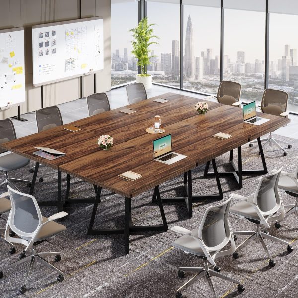 product-open-1575b40f850c46dc9759c5ee6e8aba26-goods 31.5' Square Conference Table, Industrial Office Meeting Table for 4 People, Business Podcast Furniture with Metal Base for Small Spaces, Office Conference, Natural