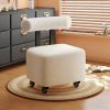 Entryway Shoe Changing Stool with Smooth Rolling Wheels, Sturdy Wooden Frame And Non-Slip Rubber Feet, Multifunctional Design for Putting on Shoes, Quick Changing, Temporary Seating And Small Item Organization, Ideal for Entryway, Living Room