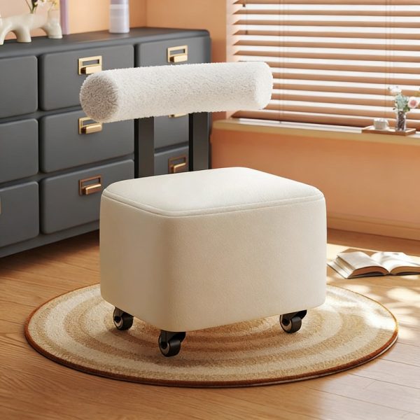 Entryway Shoe Changing Stool with Smooth Rolling Wheels, Sturdy Wooden Frame And Non-Slip Rubber Feet, Multifunctional Design for Putting on Shoes, Quick Changing, Temporary Seating And Small Item Organization, Ideal for Entryway, Living Room