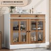 product-open-176018b6ac894af38adbac2b0904e3ab-goods GAOMON 35.4Inch Black Sideboard Buffet Cabinet with Glass Doors, Storage Cabinet with Drawer, Modern Buffet And Sideboard for Dining Room, Kitchen, Living Room
