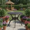 31. 5-Inch Cast Aluminum Dining Table, Round Bistro Table W/ 1. 96-Inch Umbrella Hole & Adjustable Leveling Feet, Robust Metal Patio Table for Backyard & Porch