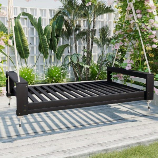 product-open-184bbea82d5d482ab2ccac4744da8e11-goods Garden seating. Swing chair. Double-sized porch swing bed seating set with hemp rope swing frame, suitable for gardens and backyards. Minimalist rustic style, ideal for courtyards and gardens. Mattress sold separately.