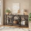 product-open-185677c117ee460d8af80daf81b6bce7-goods Industrial Farmhouse Console Table - Extra Long 66.9 Inch Narrow Sofa Table with 3-Tier Reclaimed Wood Shelves & Sturdy Metal Frame, Space-Saving Storage Cabinet for Entryway, Hallway, Living Room - Easy Assembly, 50lb/Shelf Capacity, Entryway Organizer | Industrial Chic | Elevated Metal Legs
