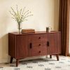 product-open-185c27bb2a30426fad8f7f7990e4b6cf-goods 47. 3" Mid Century Modern Sideboard Buffet Cabinet, Kitchen Buffet Cabinet with Solid Wood Frame Legs and Wooden Handle, Storage Cabinet with 2 Doors and 3 Drawers for Kitchen, Dining, Living Room, Walnut