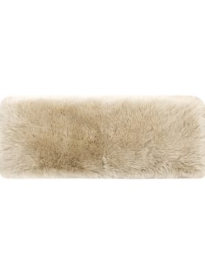 Leda 49' Retro Natural Blonde Sheepskin Fur Bench - Genuine Fur Rectangular Accent Suitable for, Entryway,, Minimalist Scandinavian & Decor, Furniture