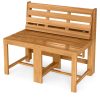 3-in-1 Outdoor Acacia Wood Loveseat Bench | Durable Hardwood Construction with Slatted , Mixed Color End