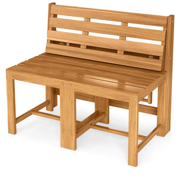 3-in-1 Outdoor Acacia Wood Loveseat Bench | Durable Hardwood Construction with Slatted , Mixed Color End