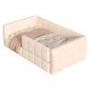 product-open-197e1628932c4aee9e22e7dfd746142a-goods Upholstered Floor Daybed with Removable Guardrails, Compatible with Standard US Mattresses, Safety Bed with High Headboard And Footboard, Beige