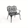 [Heavy-Duty Outdoor Bench] Heavy-Duty Cast Aluminum Outdoor Bench with Elegant Black Wrought Iron-Like Design - Heavy-Duty Garden, Patio, Park Bench - All-Weather & Rustproof - Sturdy Curved Backrest & Footrest - Easy Assembly for Deck, Lawn, Front Porch - Modern Outdoor Furniture with Butterfly Patterns - Smooth Edges for - Comfortable & Stable - Durable Cast Aluminum - Black