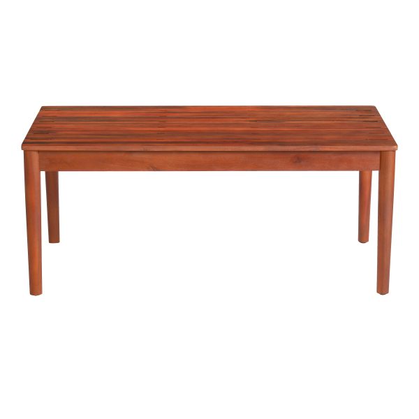 product-open-19d421e2c86b4e009821679201e0088f-goods Acacia Wood Outdoor Coffee Table, Rustic Patio Coffee Table, Weather Resistant Garden Coffee Table, 36.25" W X 20.50" D X 15.00" H, Mahogany Finish, Streamlined Style for Backyard, Deck, Poolside, Balcony