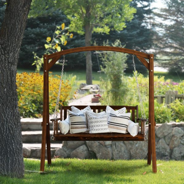 product-open-1a2389a3095e44a48139d3ead8557378-goods Wooden Swing, 4.7ft, Carbonized Finish, Simple Design, with 5.5mm Chain, 880.00lbs