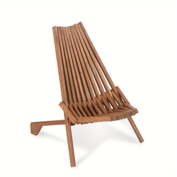 Rowan Wood, Original Wood Color, Stave Splicing, Folding Wooden Single Chair