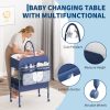 Height-Adjustable Baby Changing Station on Wheels - Compact Design, Two Storage Drawers, Quality - Portable And Space-Efficient Nursery Organizer for Infants And Newborns
