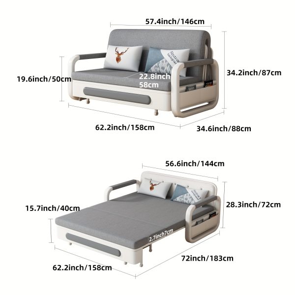 product-open-1ad707557b034a059506fcee22d6ef0f-goods Contemporary Expandable Couch, Dual-Purpose Sofa Bed, Living Room Sofa Featuring Storage Recliner, Convertible Bed Sofa, Gray Fabric Sofa