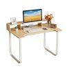product-open-1b1e4b89c77e487196471ad495b10b23-goods 43' Computer Desk with Storage Shelf, Modern Writing Desk with Ergonomic Notch, Stable Steel Frame Workstation for Home Office, Study, Gaming, Quick Assembly, Supports 165 LBS