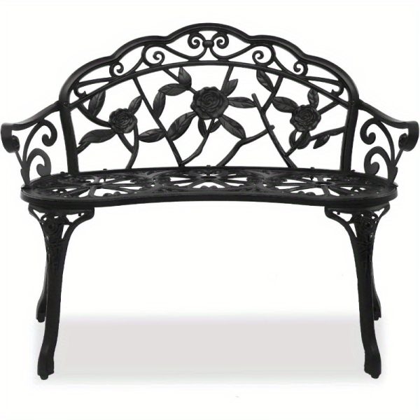 product-open-1b214dbb118c4d5a89b8247d25ebd977-goods Bonnlo Outdoor Bench with Cast Frame - Metal Bench, Small 2-Seater Suitable for, Porch, Yard, Park - Assembly, Low-Maintenance Outdoor Furniture