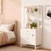 product-open-1b7ee07fd6de4b6c9a4ba1f9156abea8-goods LustreC 2 Drawer Vertical File Cabinet with Lock & Bookshelf, Letter Size Large Modern Filing Cabinet Printer Stand with Open Storage Shelves for Home Office, White