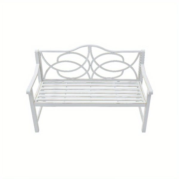 Outdoor Heavy-Duty White Iron-Look Steel Garden Bench with Backrest & Armrests - 2-3 Seater Slatted Park Bench, White Metal Frame for Patio, Porch, Balcony, Yard - Durable Low-Maintenance Furniture (No Wood), Garden Seat, Garden Bench Seat, Benches For Outside, Garden Furniture, Balcony Furniture, Patio Furniture, Bench Seating, Patio Bench, Bench Seat Indoor, Outside Bench