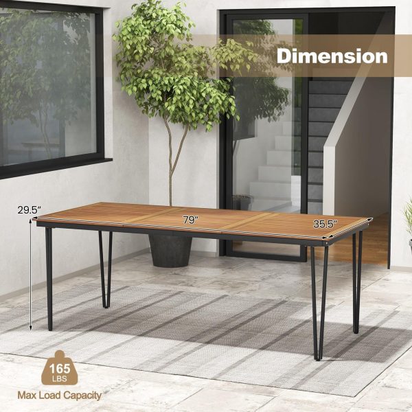 Multigot 79" Outdoor Dining Table 8-Person Patio Table with 1.9" Umbrella Hole