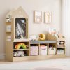 Bookshelf Featuring a Cozy Reading Corner, Wooden Organizer for Storage Equipped with a Chalkboard And Bench, Ideal Reading Nook for Boys And Girls, Shelf Suitable for Bedroom, Nursery, Or Playroom, Crafted from Natural Oak