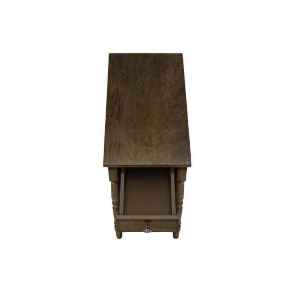 product-open-1e839f2d083845d4b22ff7efbd90bae0-goods Accent Table 2 Tier End Side Table Nightstand Bedroom Narrow Lamp Storage Drawer Brown Veneer Traditional