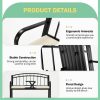 [Outdoor Patio Bench] Outdoor Patio Garden Bench Peacock Feather Backrest, Cast Iron Frame, Comfortable Seat for Yard, Porch, or Park