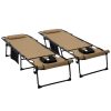 Outsunny 2pcs Folding Chaise Lounge with 5-Level Reclining Back, Outdoor Tanning Chair with Reading Face Hole, Outdoor Lounge Chair with Side Pocket And Headrest for Beach, Yard, Patio, Beige