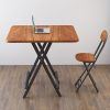 product-open-2024-03-18-1710747081969-8e750f5d48c64c658e966736f9bc3466-goods 1pc Folding Metal Chair with Backrest, Compact Portable Design for Household, Computer Seating, Space-Saving Black Frame with Wood End, Ideal Home Supplies