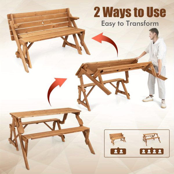 product-open-2024-05-15-1715753605488-5a938e31e40a4af5b15cc8201251e061-goods Lifezeal 2-In-1 Convertible Wooden Picnic Table And Bench with an Umbrella Opening