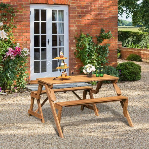 product-open-2024-05-15-1715753605897-43f7384599744743bc2e53274bc06b48-goods Lifezeal 2-In-1 Convertible Wooden Picnic Table And Bench with an Umbrella Opening