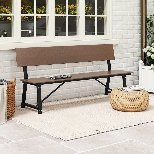 product-open-2024-05-30-1717074831485-0226152721be4a969c1ad304f017214b-goods Homasis 72" Patio 4-Person Bench w/All-Weather HDPE Seat & Back Heavy-Duty Metal Support