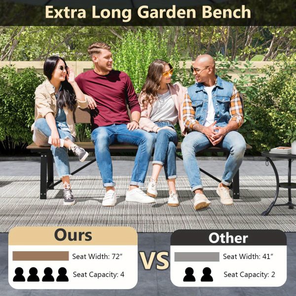 product-open-2024-05-30-1717074831540-11d3de0d18d14dfba3b8fb2f1f8dc171-goods Homasis 72" Patio 4-Person Bench w/All-Weather HDPE Seat & Back Heavy-Duty Metal Support