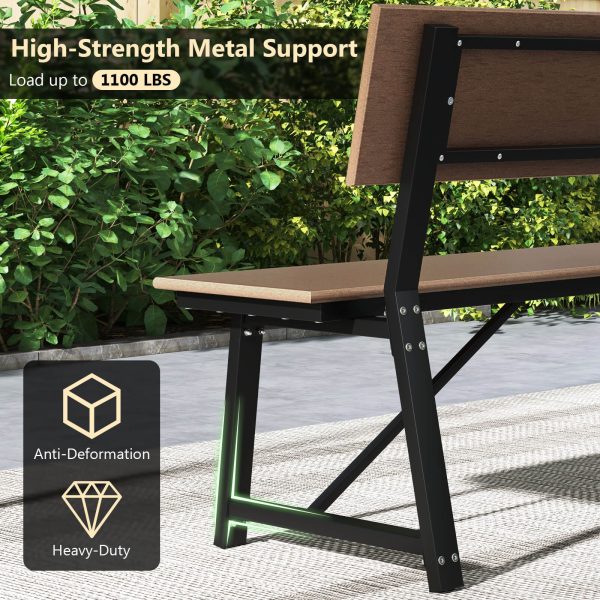 product-open-2024-05-30-1717074831546-0ec017df2511455eb56be0100bedea6d-goods Homasis 72" Patio 4-Person Bench w/All-Weather HDPE Seat & Back Heavy-Duty Metal Support