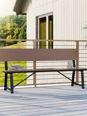 Homasis 72" Patio 4-Person Bench w/All-Weather HDPE Seat & Back Heavy-Duty Metal Support