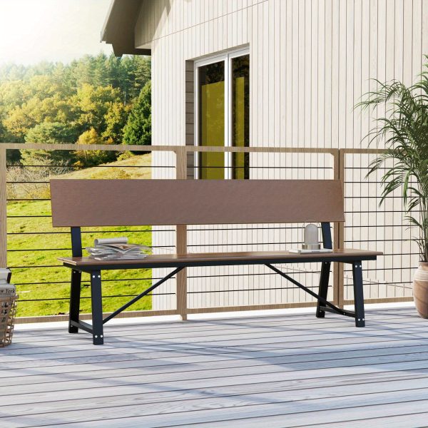 product-open-2024-05-30-1717074831737-c30be5cda73e44ca9d69b1903ac17d30-goods Homasis 72" Patio 4-Person Bench w/All-Weather HDPE Seat & Back Heavy-Duty Metal Support