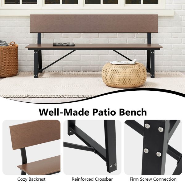 product-open-2024-05-30-1717074832166-a45ce2069eff412b8cbba06cdd223552-goods Homasis 72" Patio 4-Person Bench w/All-Weather HDPE Seat & Back Heavy-Duty Metal Support
