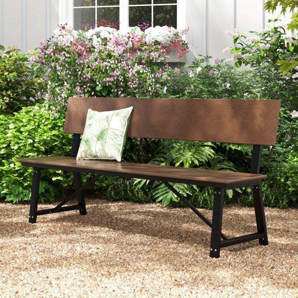 product-open-2024-05-30-1717074832316-c09af4d236824d308d203ec4ecea292f-goods-1 Homasis 72" Patio 4-Person Bench w/All-Weather HDPE Seat & Back Heavy-Duty Metal Support