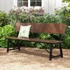 product-open-2024-05-30-1717074832316-c09af4d236824d308d203ec4ecea292f-goods Homasis 72" Patio 4-Person Bench w/All-Weather HDPE Seat & Back Heavy-Duty Metal Support