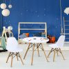 Kids Mid-Century Modern Dining Table Set Round Table with 2 Armless Chairs White