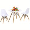 Kids Mid-Century Modern Dining Table Set Round Table with 2 Armless Chairs White