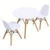 Kids Mid-Century Modern Dining Table Set Round Table with 2 Armless Chairs White